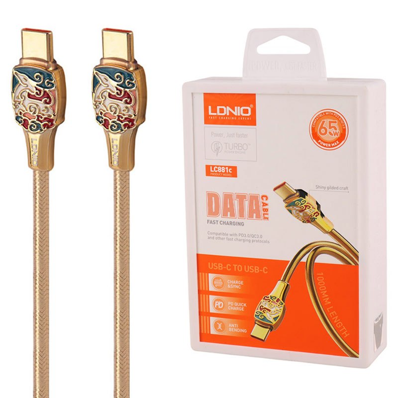 کابل دو سر تایپ سی فست شارژ 65 وات الدینیو LC881C طول 1 متر