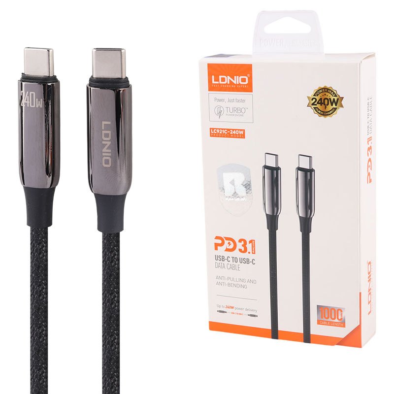 کابل دو سر تایپ سی فست شارژ 240 وات الدینیو LC921C طول 1 متر