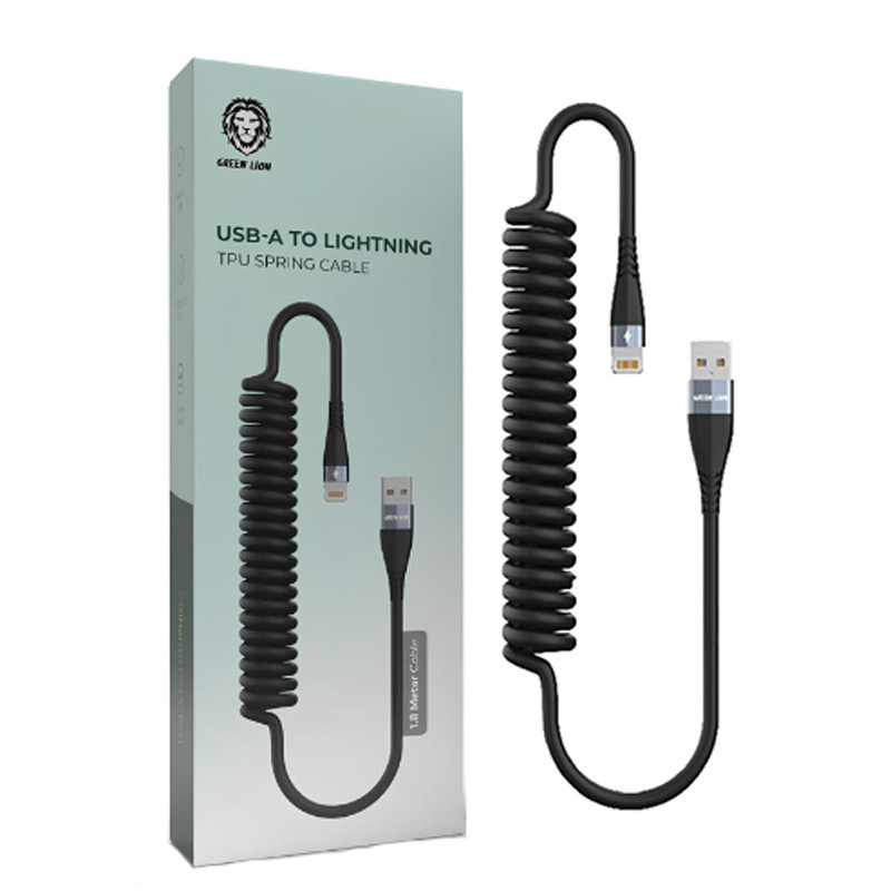 کابل لایتنینگ فست شارژ 27 وات گرین لاین GNSPRNGATLBK طول 1.8 متر