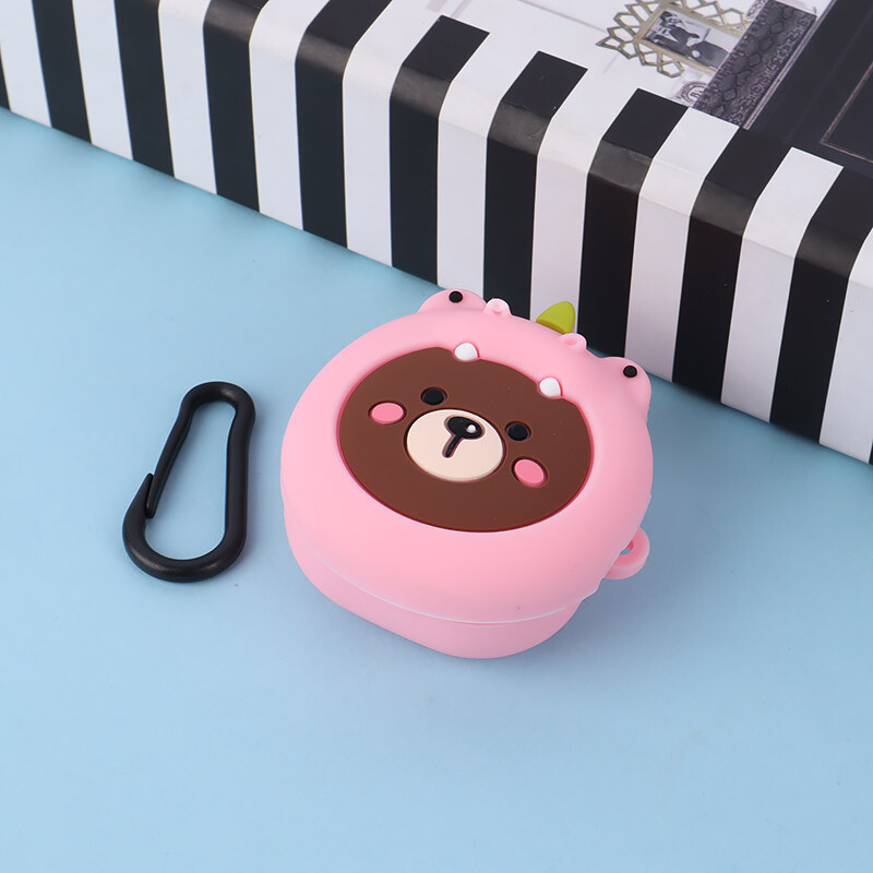 کاور عروسکی گلکسی بادز Live / Live Pro / Live Pro 2 / Fe طرح خرس کلاه صورتی