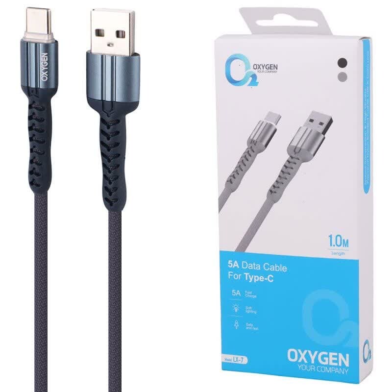 کابل تایپ سی فست شارژ 5 آمپر اکسیژن LX-7 طول 1 متر