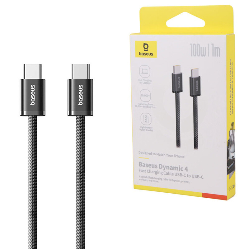 کابل دو سر تایپ سی فست شارژ 100 وات باسئوس P10381400111 طول 1 متر