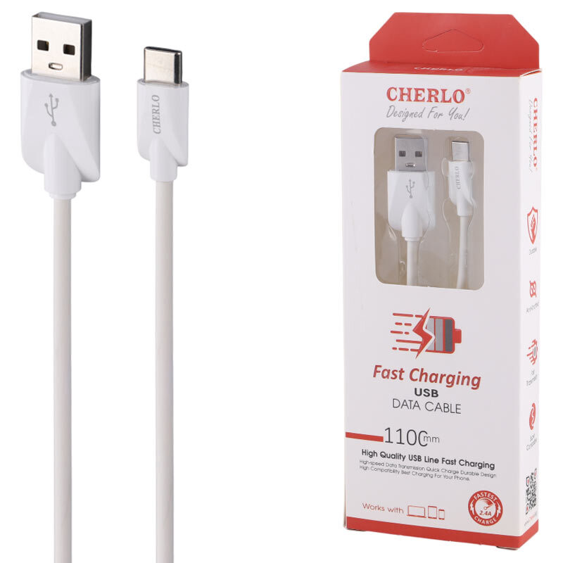 کابل تایپ سی فست شارژ 2.4 آمپر چرلو CH-TC20 طول 1.1 متر