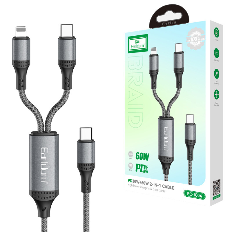 کابل دو سر فست شارژ 60 وات ارلدام EC-IC04 طول 1.2 متر