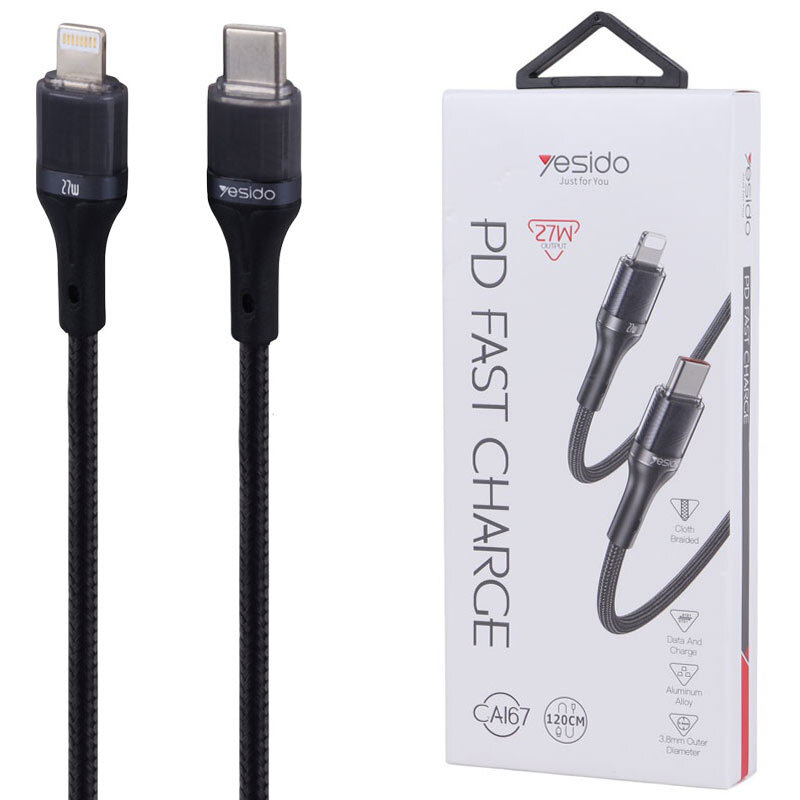 کابل تایپ سی به لایتنینگ فست شارژ 27 وات یسیدو CA167 طول 1.2 متر