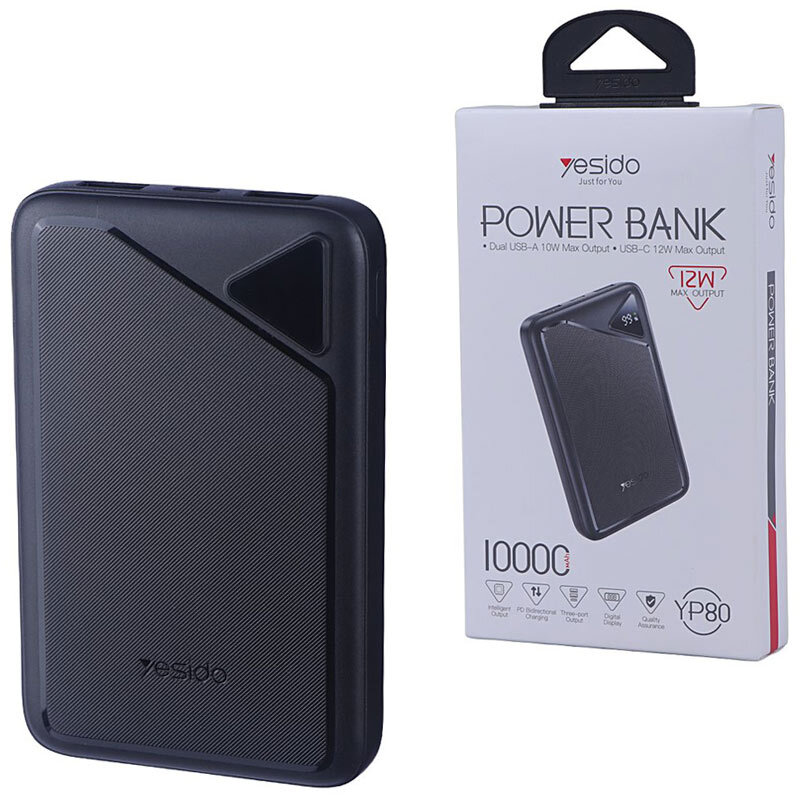 پاور بانک فست شارژ یسیدو YP80 PD 12W ظرفیت 10000 میلی آمپر ساعت