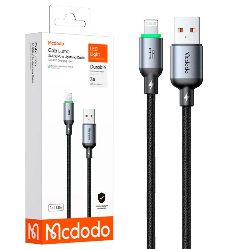 کابل لایتنینگ فست شارژ 3 آمپر مک دودو CA-654 طول 1 متر