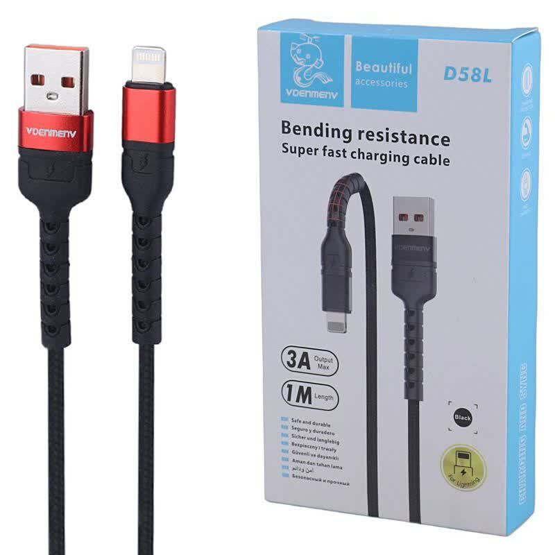 کابل لایتنینگ فست شارژ 3 آمپر دنمن D58L طول 1 متر