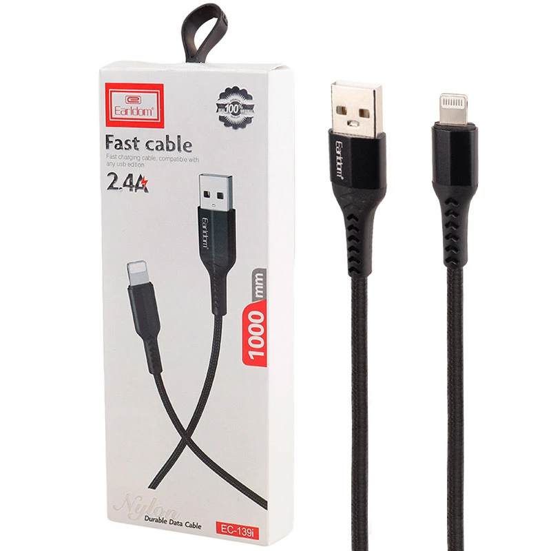 کابل لایتنینگ فست شارژ 2.4 آمپر ارلدام EC-139i طول 1 متر