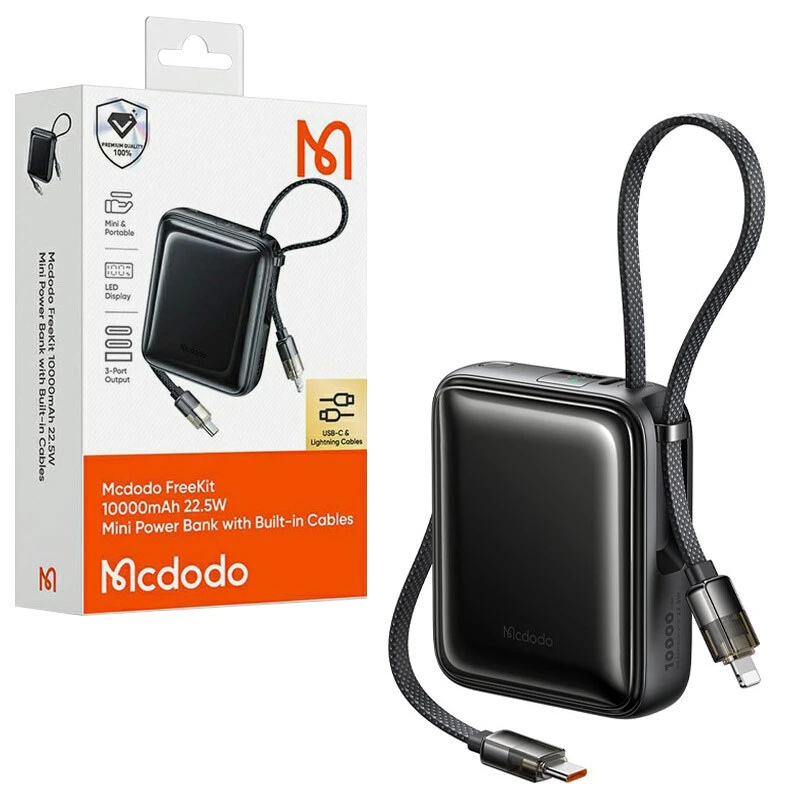 پاور بانک فست شارژ مک دودو MC-255 PD QC3.0 22.5W ظرفیت 10000 میلی آمپر ساعت