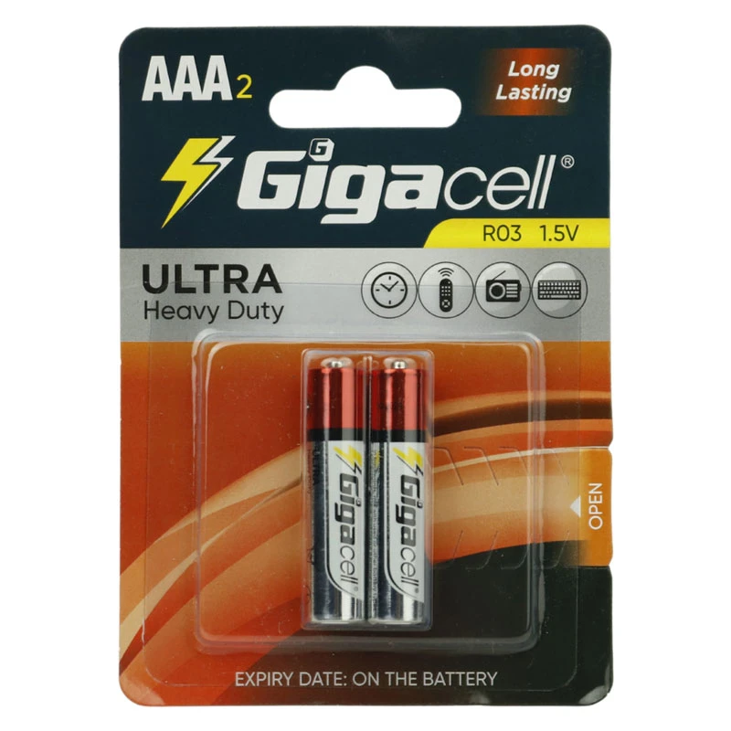 باتری دوتایی نیم قلمی گیگاسل Ultra Heavy Duty R03