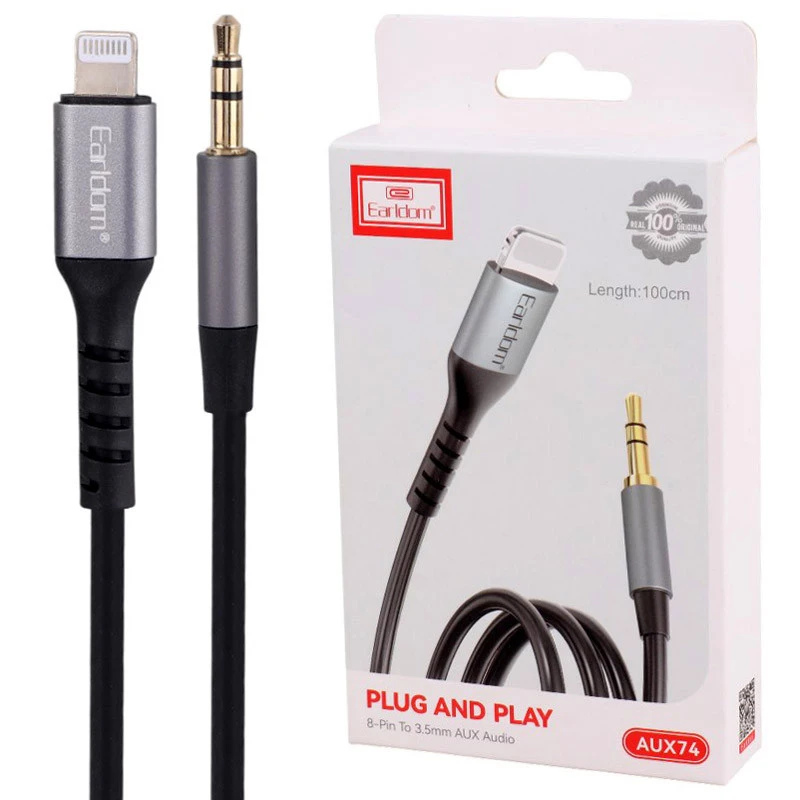 کابل تبدیل Lightning به AUX ارلدام ET-AUX74 طول 1 متر