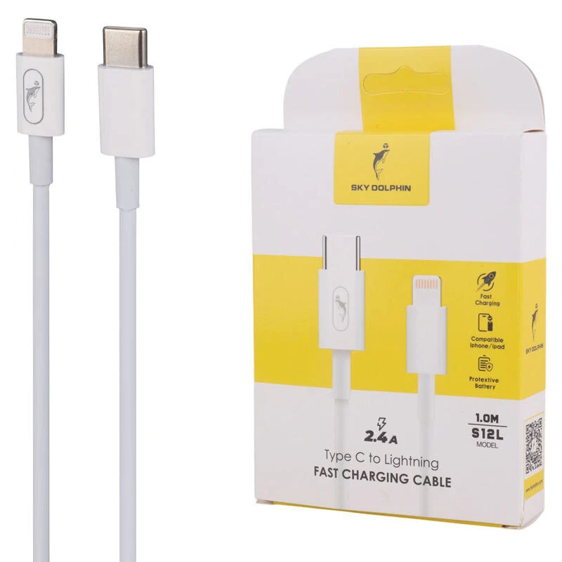کابل تایپ سی به لایتنینگ فست شارژ 2.4 آمپر اسکای دلفین S12L طول 1 متر
