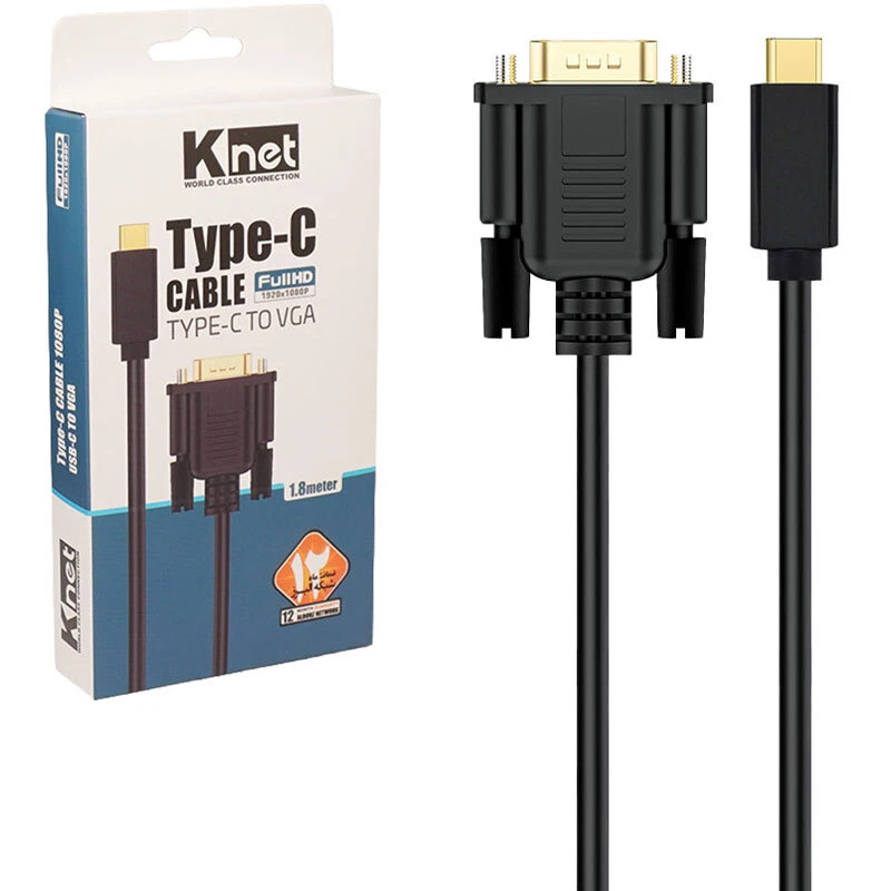 کابل تبدیل Type-C به VGA کی نت K-CO30 طول 1.8 متر