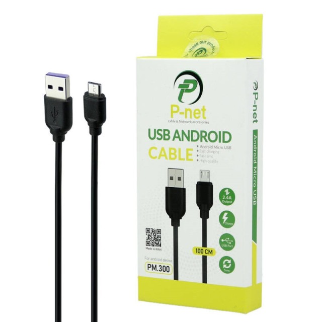 کابل میکرو یو اس بی فست شارژ P-net PM.300 2.4A 1M