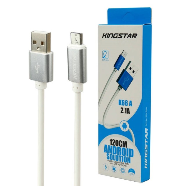 کابل میکرو یو اس بی KingStar K66A 2.1A 110cm