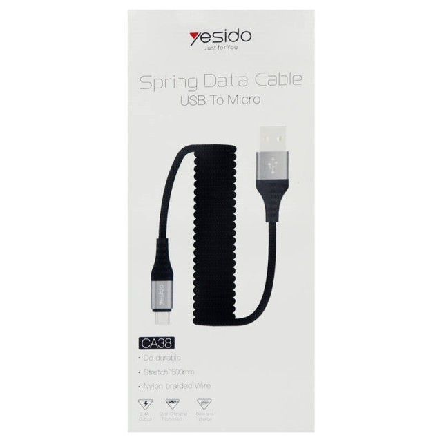کابل فنری میکرو یو اس بی Yesido CA38 1.5m