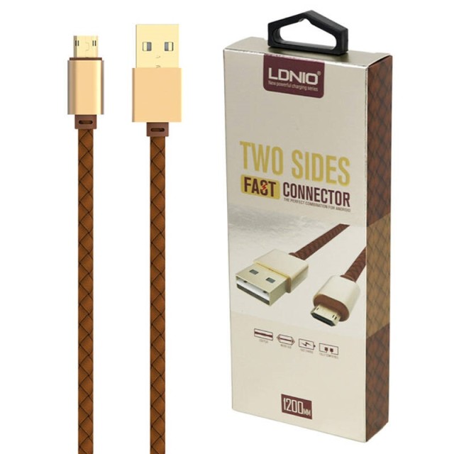 کابل میکرو یو اس بی فست شارژ Ldnio LS25 1.2m روکش چرمی