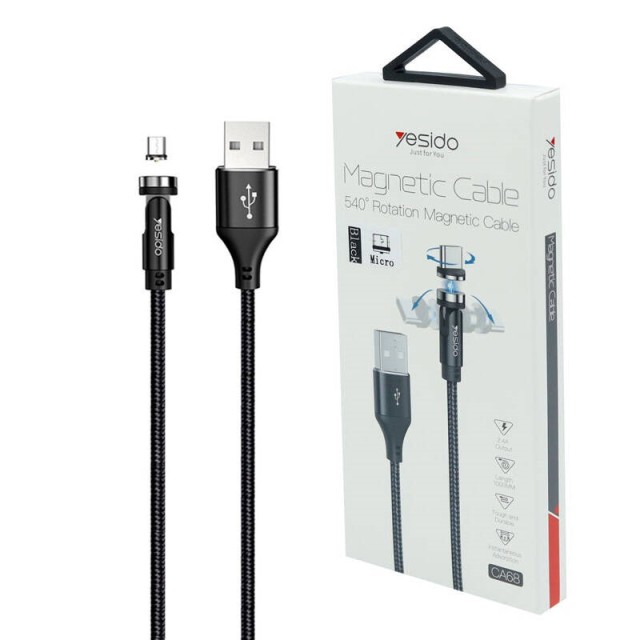 کابل میکرو یو اس بی فست شارژ مگنتی Yesido CA68 2.4A 1m