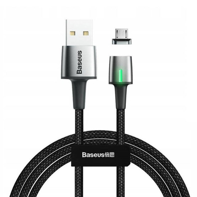 کابل مگنتی میکرو یو اس بی فست شارژ Baseus Zinc Magnetic CAMXC-A01 2.4A 1m