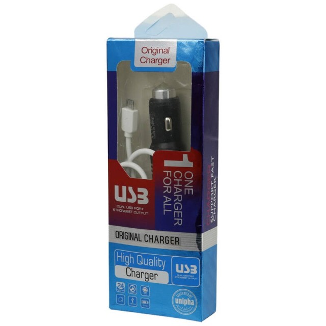 شارژر فندکی فست شارژ Universal Unipha A 3.1A + کابل میکرو یو اس بی