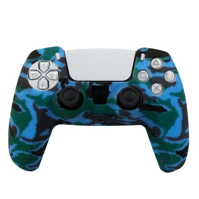 روکش دسته بازی PS5 طرح چریکی زمینه آبی سبز