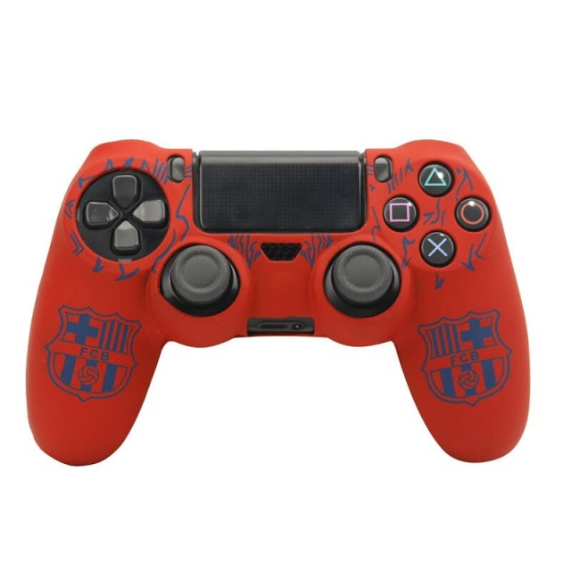 روکش دسته بازی PS4 طرح Barcelona زمینه قرمز + روکش آنالوگ هدیه