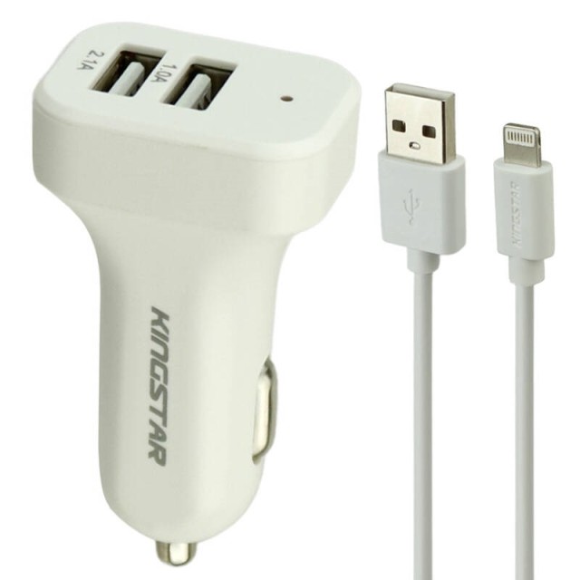 شارژر فندکی KingStar KC103i 2.1A + کابل آیفونی