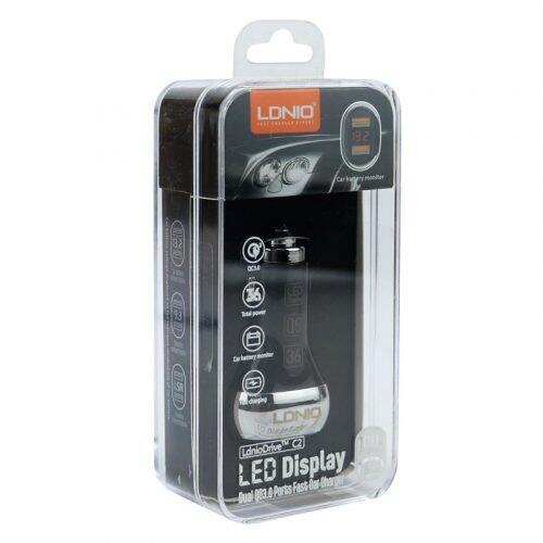 شارژر فندکی فست شارژ LDNIO C2 3A PD QC3 + کابل میکرو یو اس بی