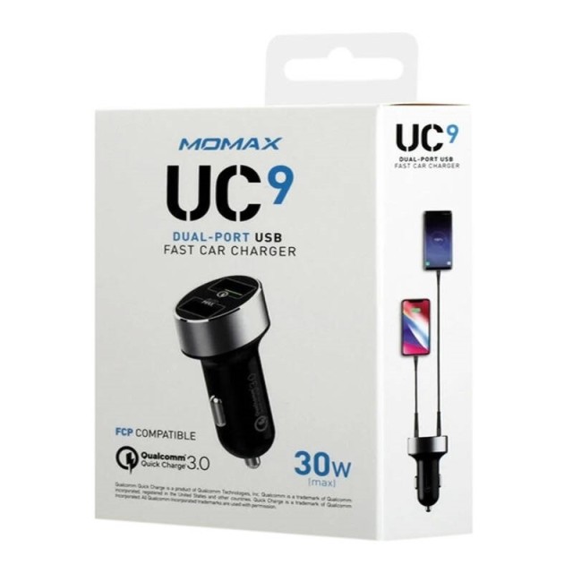 شارژر فندکی فست شارژ Momax UC9 QC3.0 3A 30W