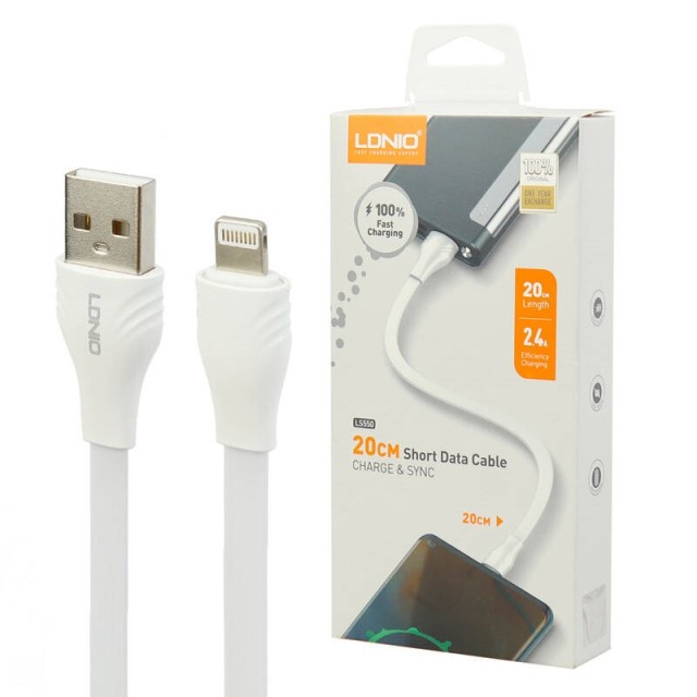 کابل کوتاه آیفونی فست شارژ Ldnio LS550 2.4A 20cm