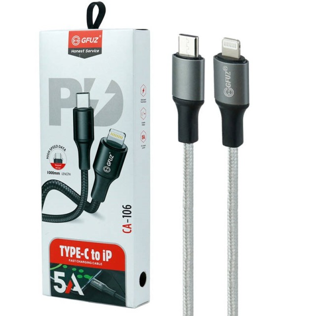کابل تبدیل فست شارژ GFUZ CA-106 Type-C To Lightning 5A 1m