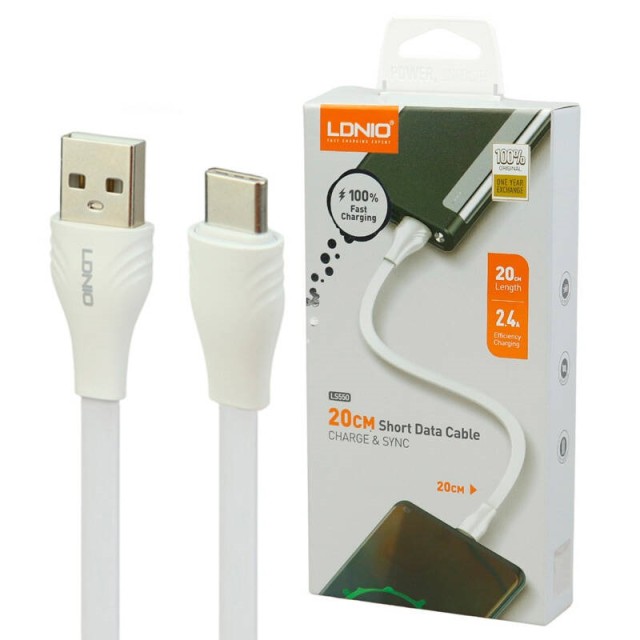 کابل کوتاه تایپ سی فست شارژ Ldnio LS550 2.4A 20cm