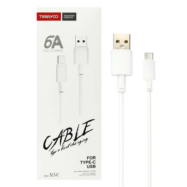 کابل فست شارژ Tranyoo S13-C 6A Type-C 1m