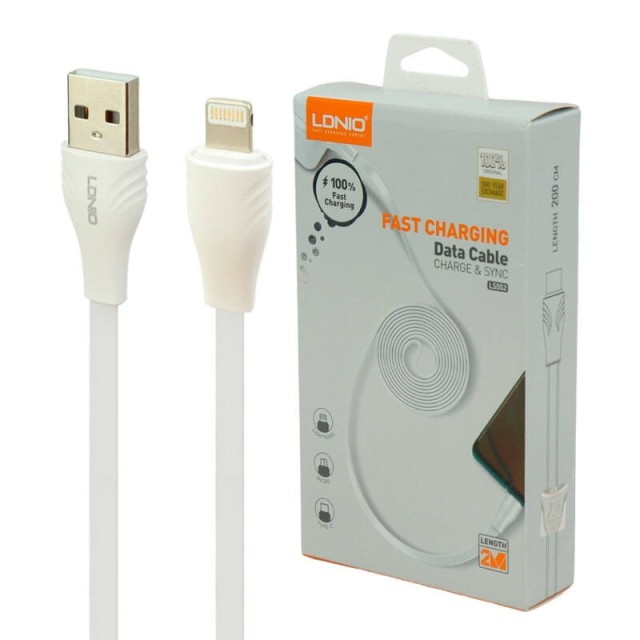 کابل آیفونی فست شارژ Ldnio LS552 2.1A 2m