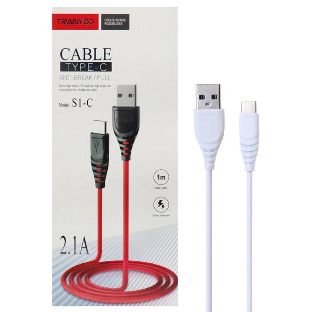 کابل تایپ سی Tranyoo S1-C 2.1A 1m