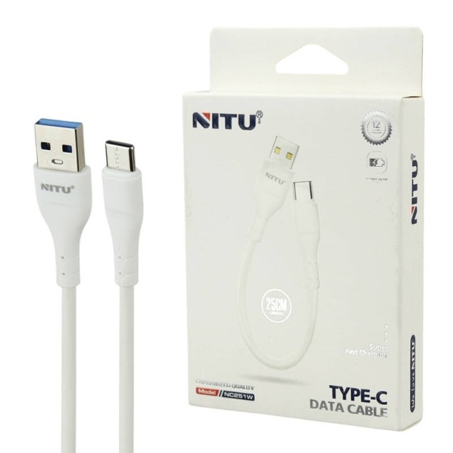 کابل کوتاه تایپ سی فست شارژ Nitu NC251 25cm