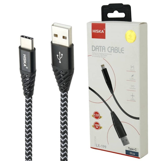 کابل تایپ سی فست شارژ Hiska LX-199 4A 1m
