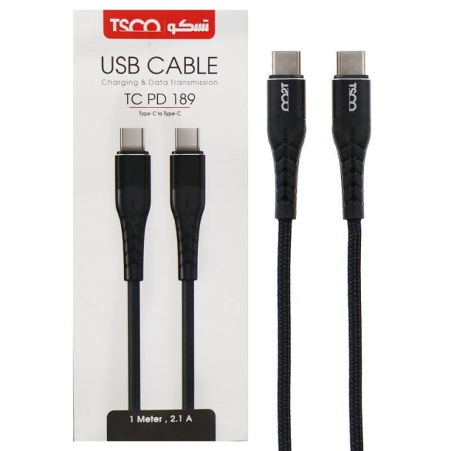 کابل دو سر تایپ سی 2.1 آمپر تسکو TC PD189 طول 1 متر