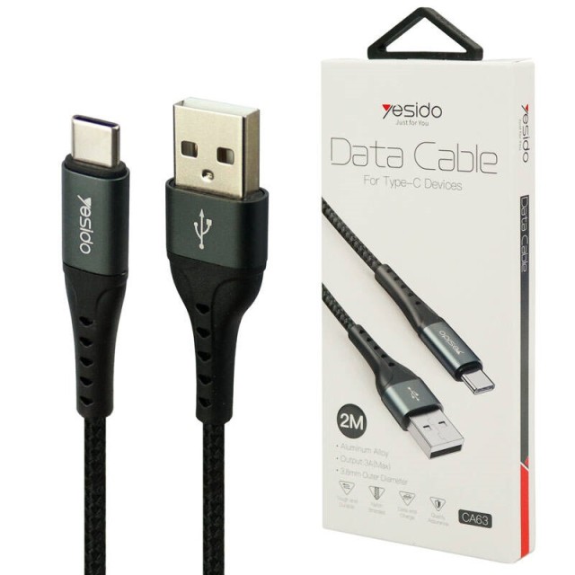 کابل تایپ سی فست شارژ Yesido CA63 3A 2m
