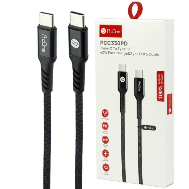 کابل تبدیل فست شارژ ProOne PCC330PD Type-C To Type-C 3A PD 60W 1.2m