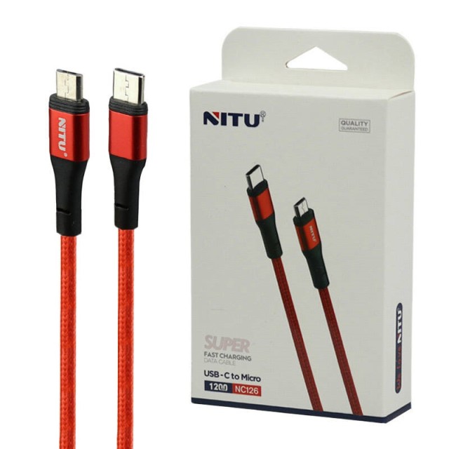 کابل تبدیل فست شارژ Nitu NC126 Type-C to MicroUSB 2.4A 1.2m