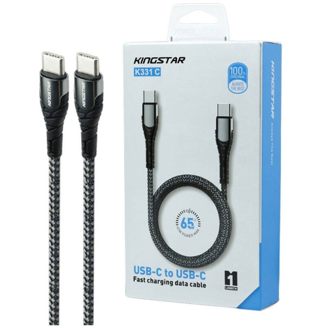 کابل تبدیل فست شارژ KingStar K331C Type-C to Type-C PD 65W 2.4A 1m
