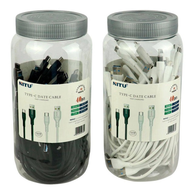کابل کوتاه تایپ سی فست شارژ Nitu NC251 3A 25cm بسته ۴۰ عددی