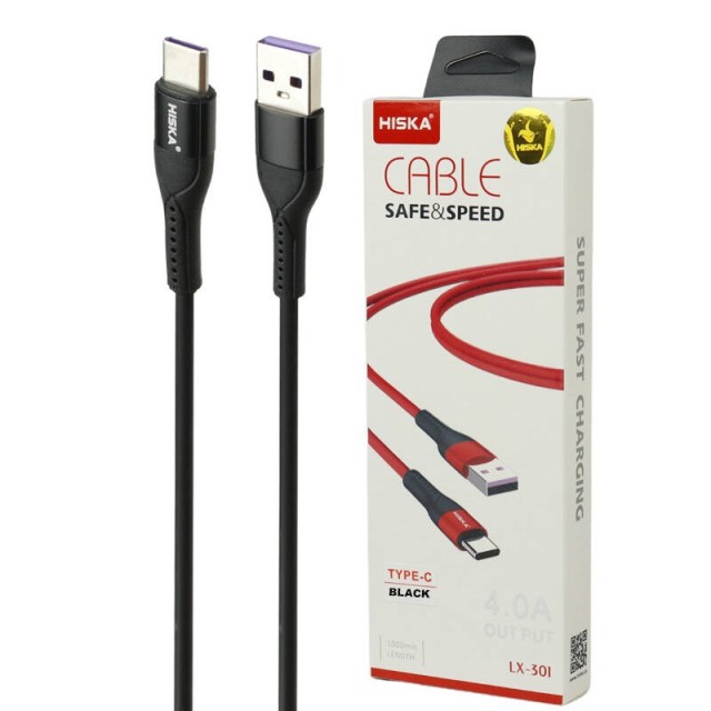 کابل تایپ سی فست شارژ Hiska LX-301 4A 1m