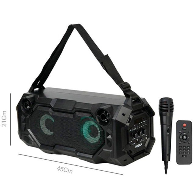 اسپیکر بلوتوثی رم و فلش خور Hiska B164 + میکروفون و ریموت کنترل