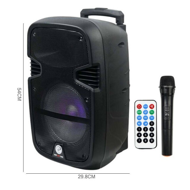 اسپیکر چمدانی بلوتوثی رم و فلش خور XP-Product XP-ME1112B + میکروفون و ریموت کنترل