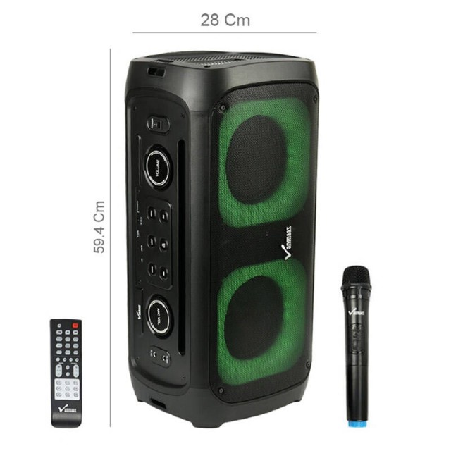 اسپیکر چمدانی بلوتوثی رم و فلش خور Vanmaax MAX-550 + میکروفون و ریموت کنترل