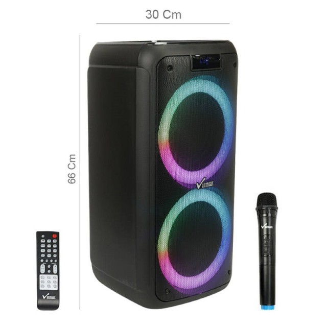 اسپیکر چمدانی بلوتوثی رم و فلش خور Vanmaax MAX-750 + میکروفون و ریموت کنترل