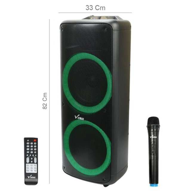 اسپیکر چمدانی بلوتوثی رم و فلش خور Vanmaax MAX-850 + میکروفون و ریموت کنترل